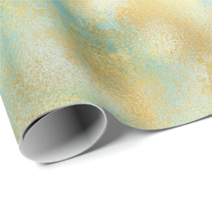 Aqua Glam Gold Glitz Sparkle         Wrapping Paper