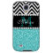 AQUA GLITTER BLACK CHEVRON MONOGRAMMED