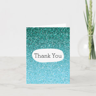 Aqua Glitter Ombre Thank You