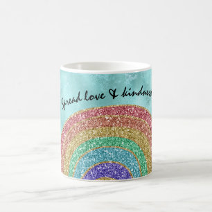 Aqua Glitter Sparkle Gold Rainbow        Coffee Mug