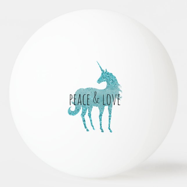 Aqua Glitter Sparkle Unicorn Ping Pong Ball (Front)