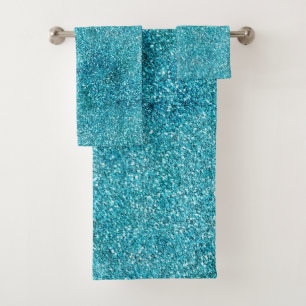 Aqua Glitz Glitter Sparkle        Bath Towel Set