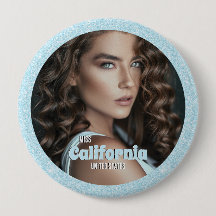 Aqua Glitz Photo Button Pin