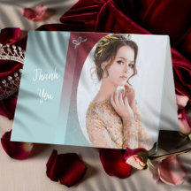  Aqua Glitz Ruby Ombre Thank You Card