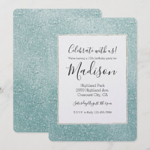 Aqua Glitzy Ombre Invitation