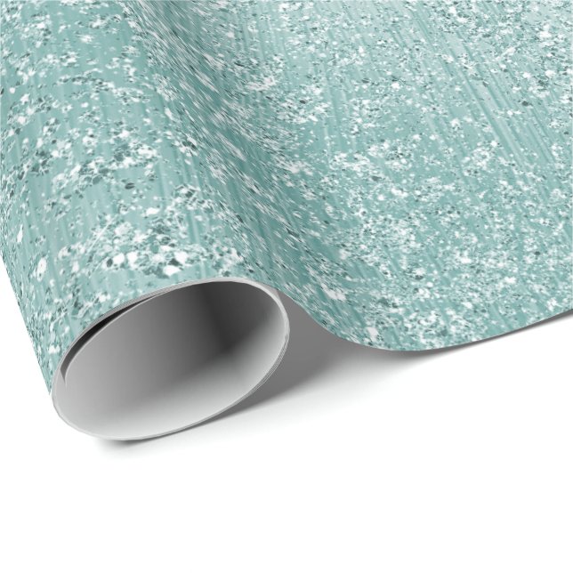 Aqua Glitzy Ombre Wrapping Paper (Roll Corner)