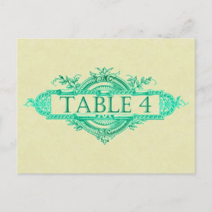 Aqua Glow Vintage Wedding Reception Table Numbers Postcard