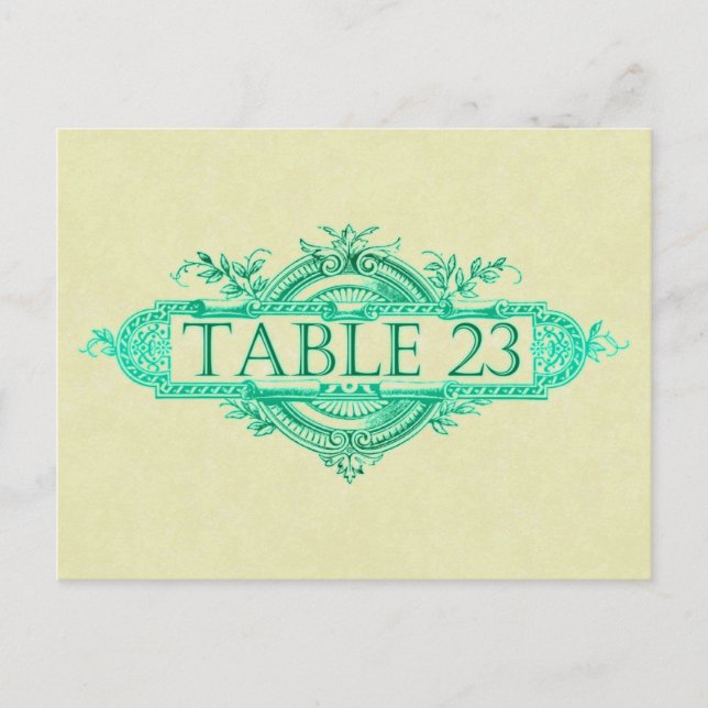 Aqua Glow Vintage Wedding Reception Table Numbers Postcard (Front)