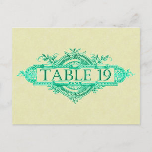 Aqua Glow Vintage Wedding Reception Table Numbers Postcard