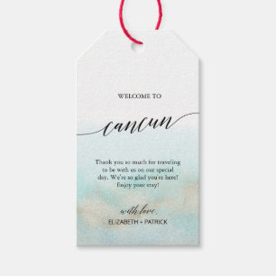 Aqua Gold Beach Welcome to Cancun Wedding Gift Tags
