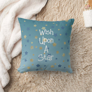 Aqua Gold Blue Wish Upon A Star  Cushion