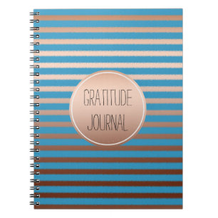 Aqua Gold Bronze Stripes Ombre Gratitude  Notebook