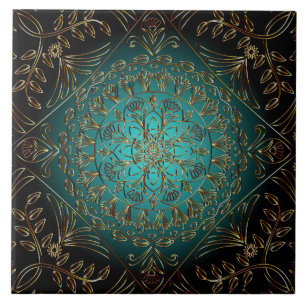 Aqua Gold Decorative Ceramic Tile