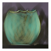 Aqua Gold Expressive Glass Vessel on Aubergine
