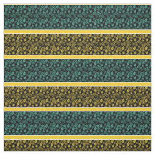 Aqua/gold floral-gold/white stripe - black fabric
