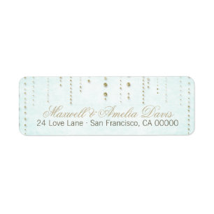 Aqua & Gold Glitter Look Wedding Address Labels