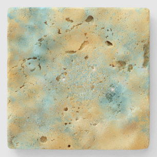 Aqua Gold Glitz Sparkle Stone Coaster