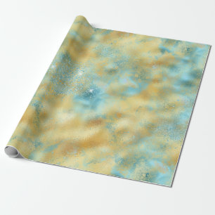 Aqua Gold Glitz Sparkle          Wrapping Paper