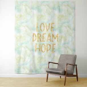 Aqua Gold Love Dream Hope Tapestry