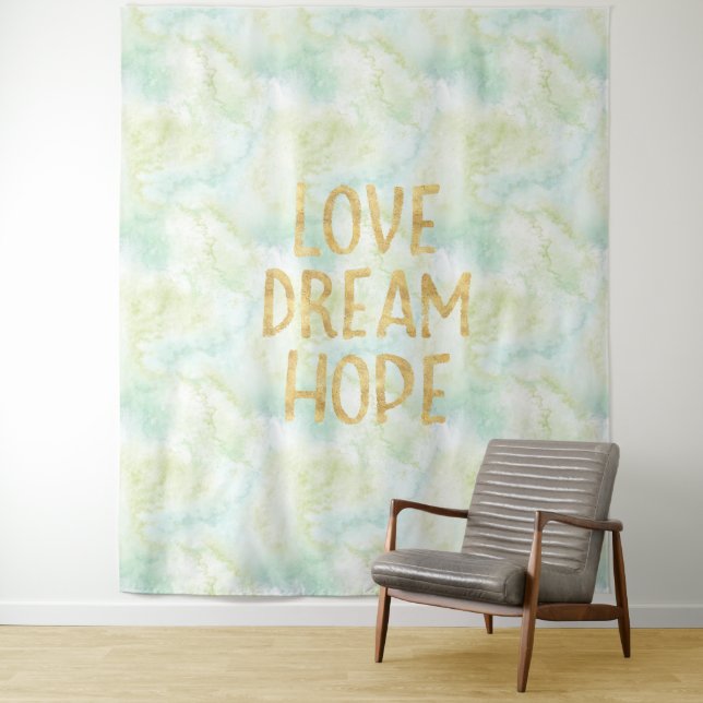 Aqua Gold Love Dream Hope Tapestry (In Situ)