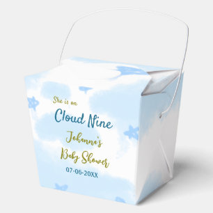 Aqua gold she is on cloud nine baby shower clouds favour box