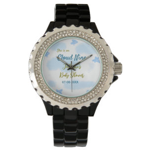 Aqua gold she is on cloud nine baby shower clouds watch
