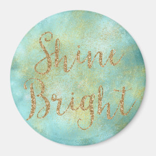Aqua Gold Sparkle Glitter Shine Bright Magnet