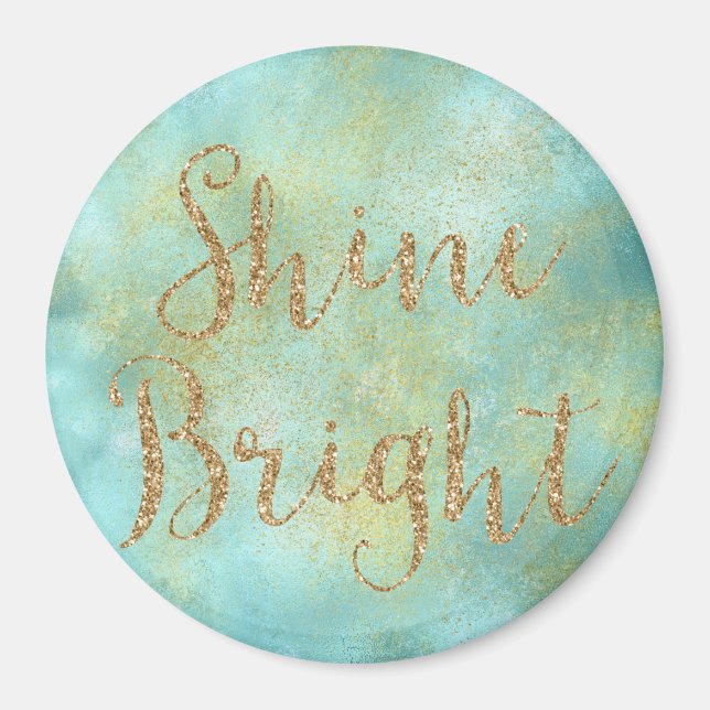 Aqua Gold Sparkle Glitter Shine Bright    Magnet (Front)