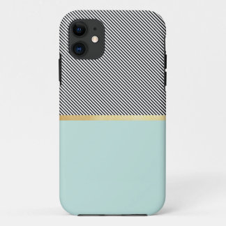 Aqua, Gold & Stripes iPhone 11 Case