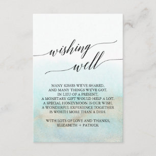 Aqua & Gold Watercolor Beach Wedding Wishing Well Enclosure Card