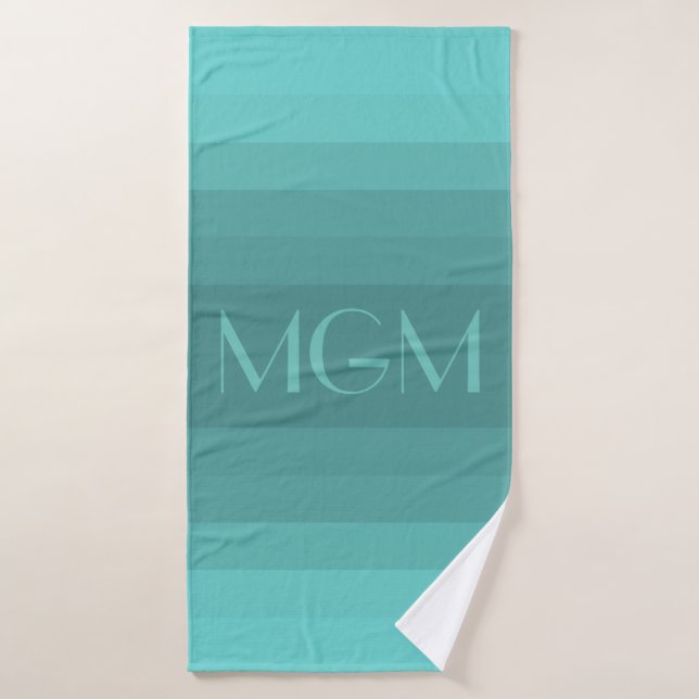 Aqua gradation giant monogram bath towel set (Bath Towel)