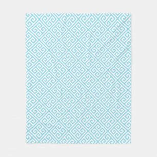 Aqua Greek Key Pattern Fleece Blanket