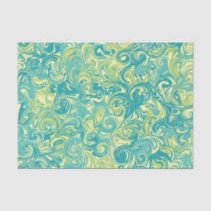 Aqua, Green, and Yellow Marble Swirl Tissue Paper