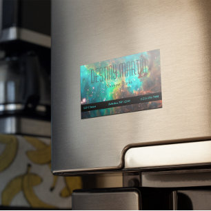 Aqua Green Celestial Photo Metaphysical Magnetic Business Card