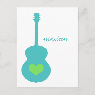 Aqua/Green Guitar Heart Table Postcard