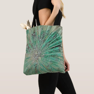 Aqua Green Ice Exploding Vintage Art Glass Tote Bag