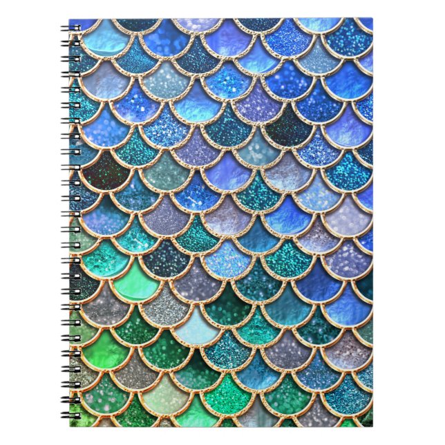 Aqua green Mermaidscales Spring Glitter for Girls Notebook (Front)