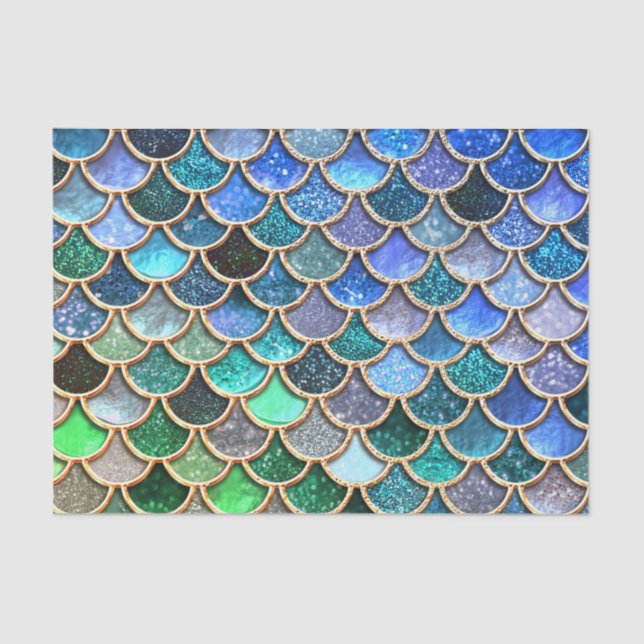 Aqua green Mermaidscales Spring Glitter for Girls Tissue Paper (Front)