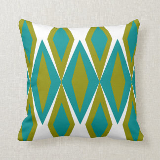 Aqua & Green Mid-Century Diamond Cushion
