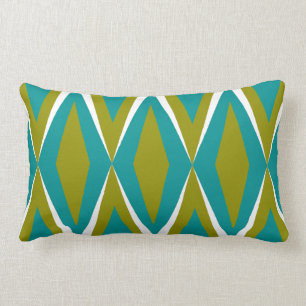 Aqua & Green Mid-Century Diamond Lumbar Cushion