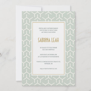 Aqua green modern pattern Bat Mitzvah Invitation