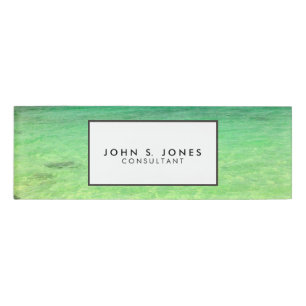 Aqua Green Ocean   Turks and Caicos Photo Name Tag