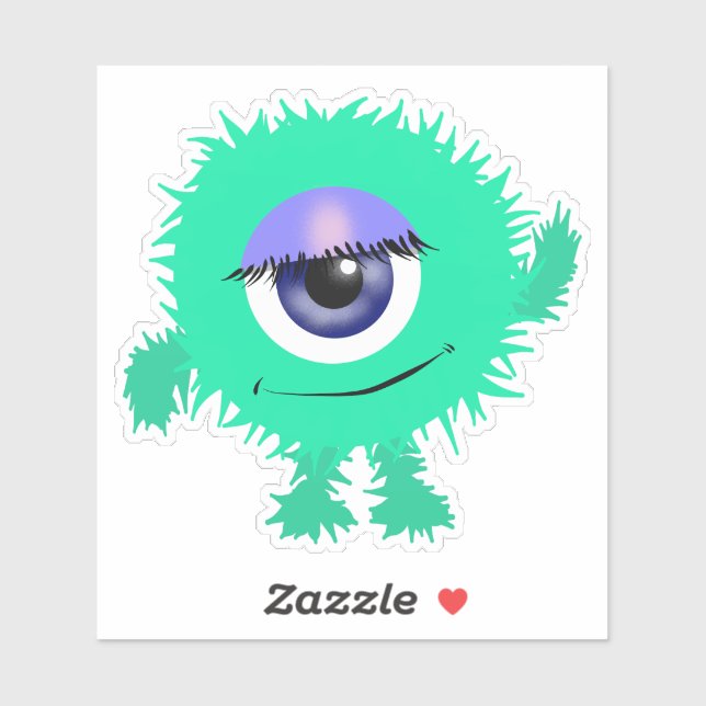 Aqua Green One Eyed Monster 4 x 4 (Sheet)