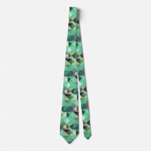 Aqua Green Pixel Geometric Abstract Art Tie