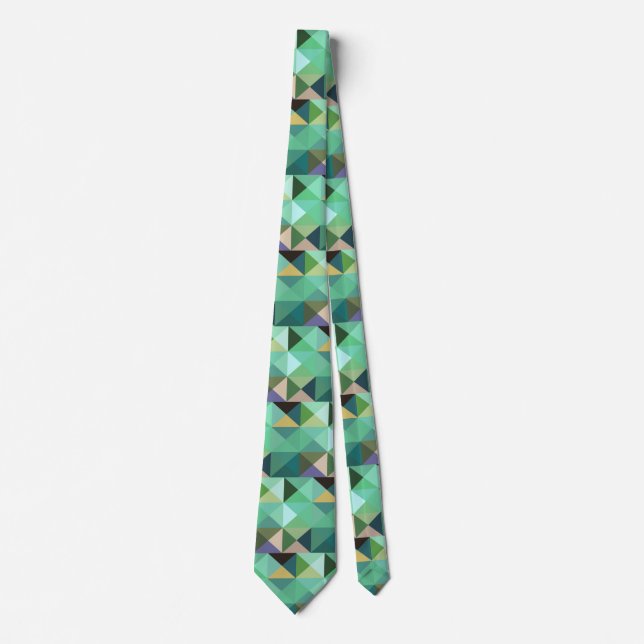 Aqua Green Pixel Geometric Abstract Art Tie (Front)