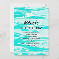 Aqua Green Pool Water Abstract Background Birthday