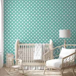 Aqua Green Shabby Chic Lattice Pattern Wallpaper