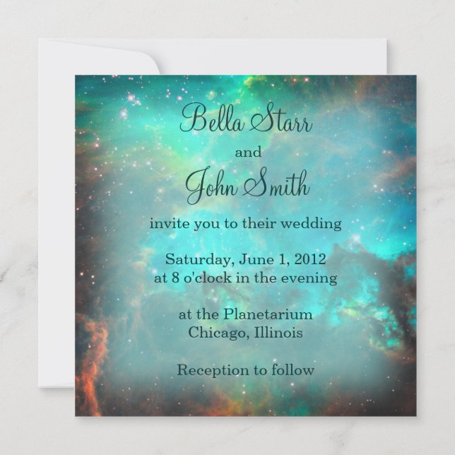 Aqua Green Star Cluster Invitation (Back)