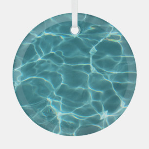 Aqua Green Swimming Pool Photo Glass Tree Decoration