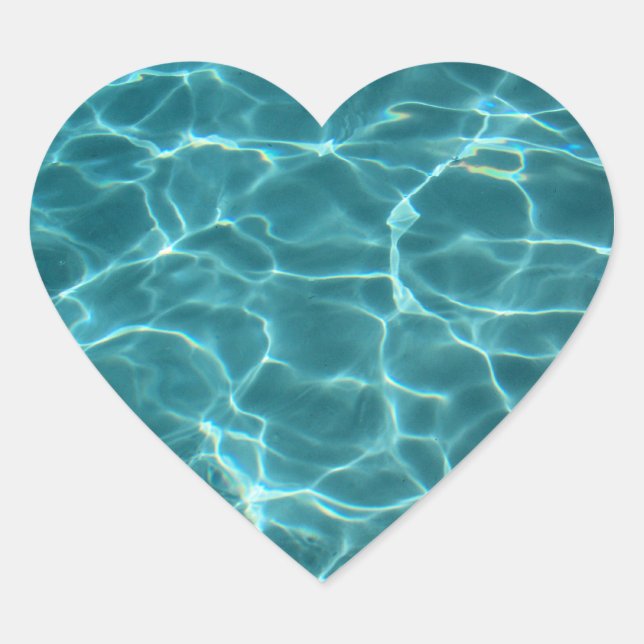 Aqua Green Swimming Pool Photo Heart Sticker (Front)
